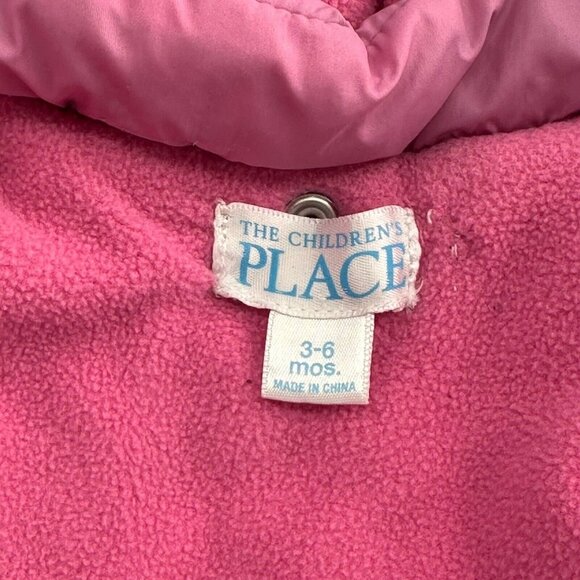 The Childrens Place Pink Infant Coat Faux Fur Trim Hood 3-6 Mos Winter Jacket - Picture 2 of 10